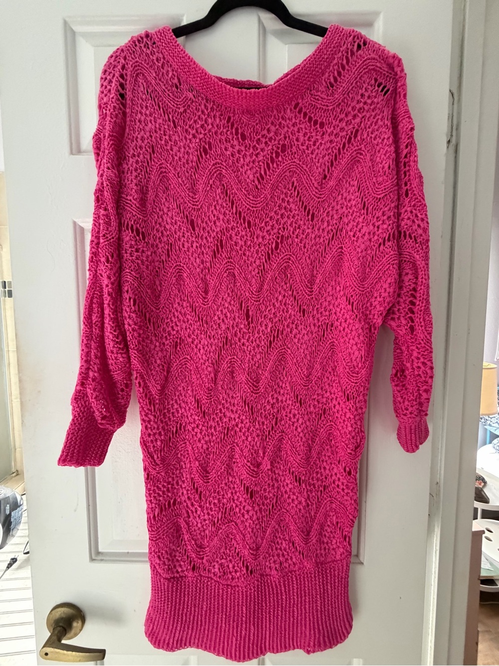 Lilly Pulitzer Larissa Tunic Hot Pink Open-Knit Scoop Neck Sweater